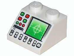 Slope 45 2 x 2 with Radar with Crosshairs, Disk Slot, Green and Red Buttons Pattern
