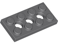 Dark Bluish Gray Technic, Plate 2 x 4 with 3 Holes