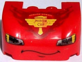 Vehicle, Mudguard 3 x 4 x 1 2/3 Curved with Front with Headlights, Thin Curved Smile and 'PISTON CUP' Pattern