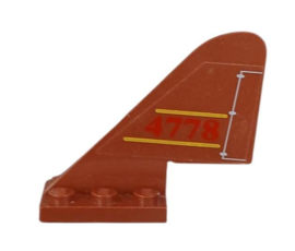 Tail with Rounded Top with Yellow Lines, Red '4778', and White Flap Pattern on Both Sides (Stickers) - Set 4778