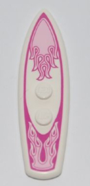 Minifigure, Utensil Surfboard Standard with Bright Pink and Dark Pink Flames on Magenta Background Pattern