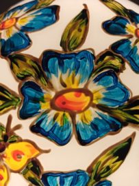 Lamp 93 blauwe bloemen gele vlinders