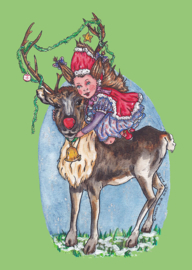 Kerstkaart De Ukkeplukjes Wilgje en Rudolf