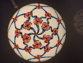 Lamp 17 blauwe linten rode/roze bloemen