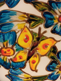 Lamp 93 blauwe bloemen gele vlinders