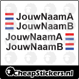 ARIAL NAAM STICKERSET MET NL VLAG (2 NAMEN)