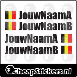 IMPACT NAAM STICKERSET MET BE VLAG (2 NAMEN)