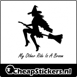 WITCH ON BROOM STICKER