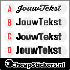 EIGEN TEKST STICKER TOT 30CM