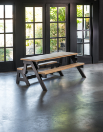 Tafel & Bank 2in1 gemaakt van Staal en Douglashout