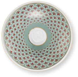 Pip Studio Blooming Tales Suikerpot khaki met blauw Gouden randje