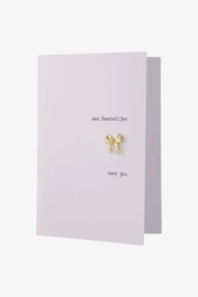 zusss wenskaart strikje broche wit/goud