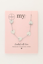 My jewellery minimalistische ketting met hartjes zilver