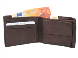 Bear design herenportemonnee Billfold 'Fabian' brown
