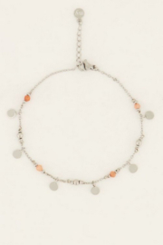 My Jewellery armband | zilver vintage armband met oranje kralen & muntjes
