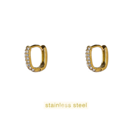 Go Dutch Label oorbellen Sparkle Oval Hoop goud