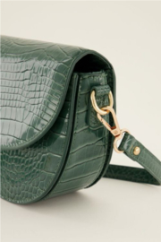 my jewellery tas | groene schoudertas half rond met croco print