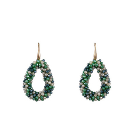 Go Dutch Label oorbellen | beads drop goud green mix