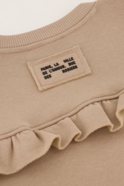 My Jewellery Beige sweater met ruffle en patch