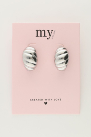 My Jewellery oorbellen | druppel met ribbels groot zilver