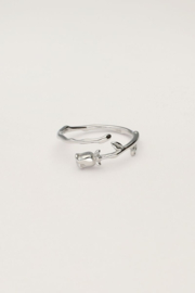 My jewellery verstelbare ring Vintage met roos zilver