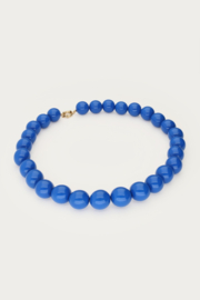 My jewellery blauwe ketting met grove kralen