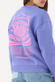 My jewellery Paarse sweater "Bonjour amour mon chéri"