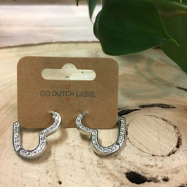 Go Dutch Label oorbellen | hart diamantjes zilver.