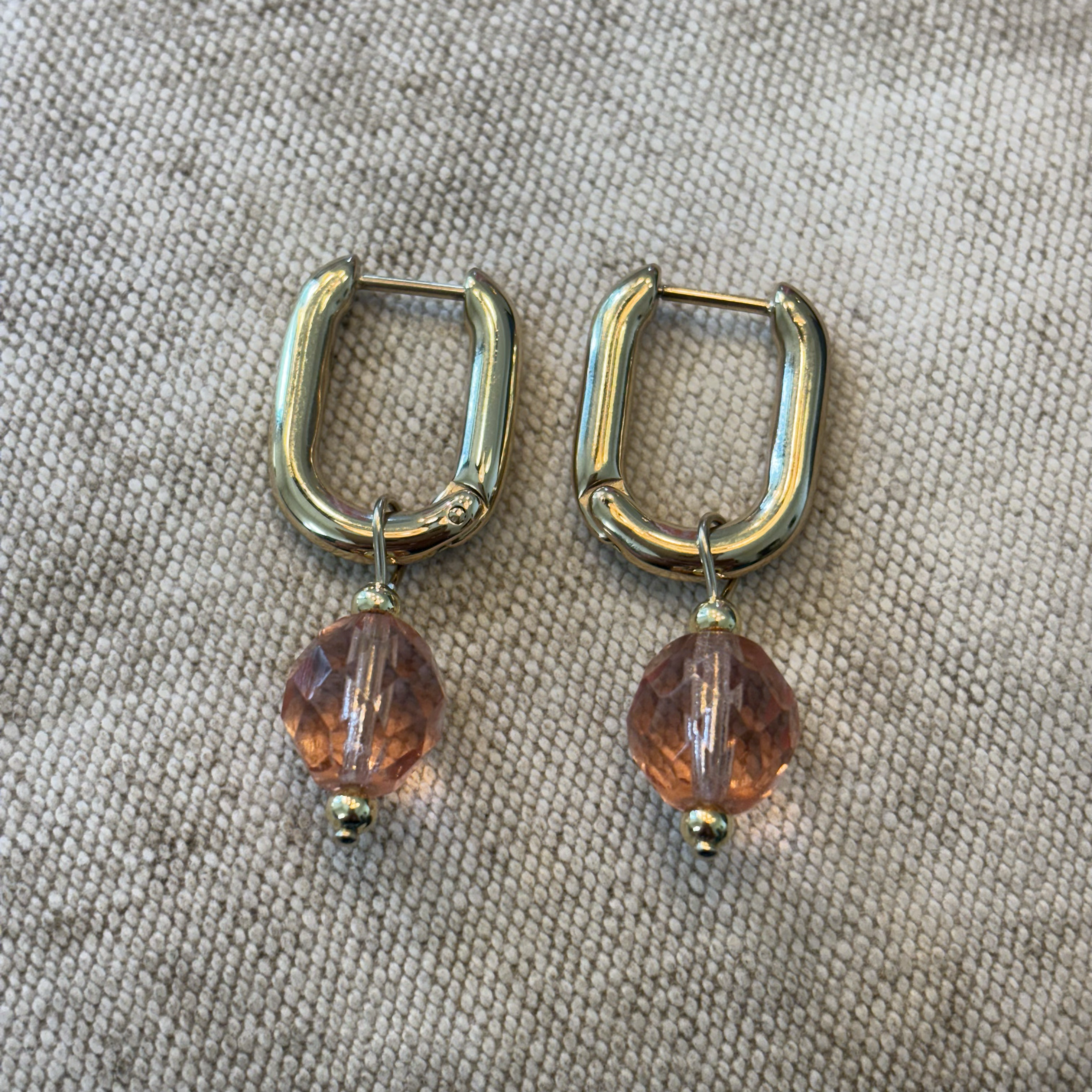 camps & camps oorbellen Glass Bead Light Rose