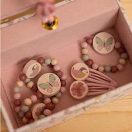 Little Dutch houten sieradenset | Flowers en butterflies