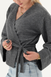 My jewellery grijze wrap cardigan