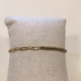 My jewellery armband | stretch schakels en bolletjes goud