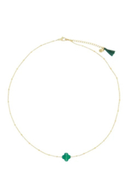 Zusss mooimakers ketting met bloem donkergroen goud
