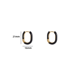 Go Dutch Label oorbellen | emaille ovaal black goud