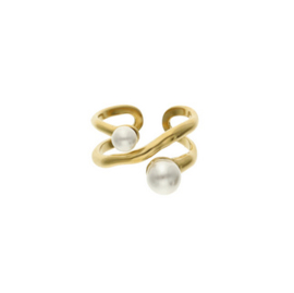 Camps & Camps ring Double x Pearl