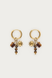 My Jewellery Oorringen met bruine kralen en zon