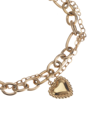rose en camellia armband dubbel met hart