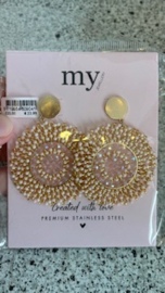 My jewellery oorbellen met kralen lichtroze goud