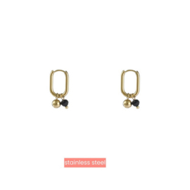 Go Dutch Label oorbellen Ball + Bead Hoop - 14K + black