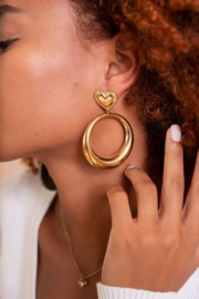 My Jewellery oorbellen | ronde statement oorbellen met hart goud