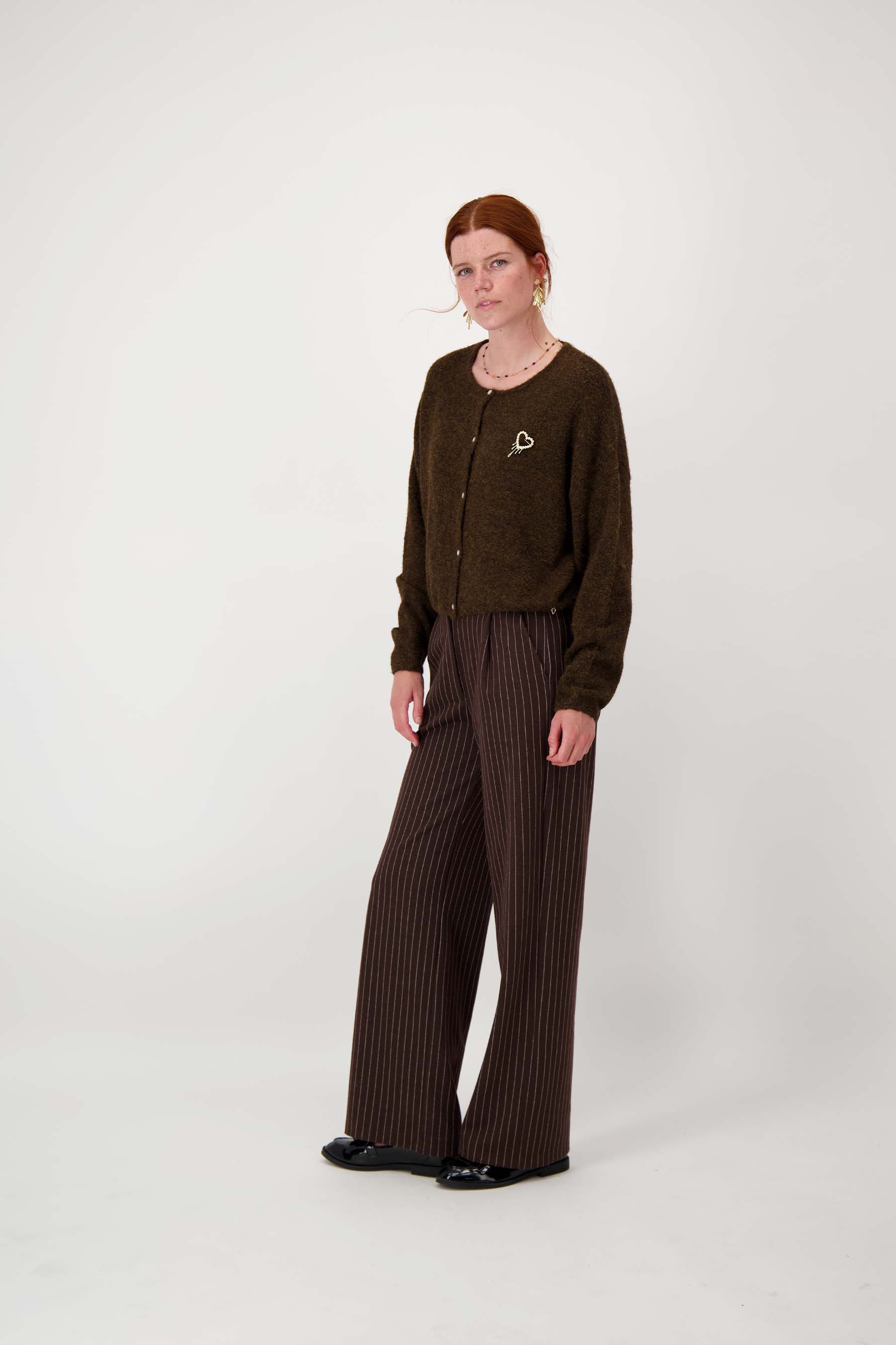 zusss basic vestje chocoladebruin