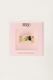 My jewellery verstelbare statement ring met wave goud