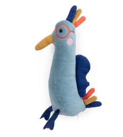 Moulin Roty knuffel rammelaar Les Toupitis | blauwe vogel