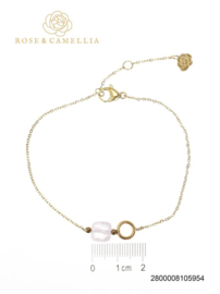 rose en camellia armband cirkel witte steen