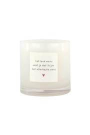 Zusss geurkaars in glas gedicht lief leuk mens M wit
