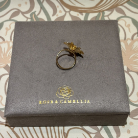 rose & camellia verstelbare ring bloem goud