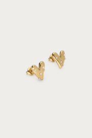 My Jewellery Studs met hart & imitatieparels goud