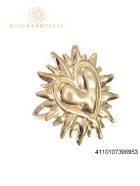 rose en camellia verstelbare ring zon hart