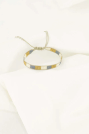 Zusss mooimakers miyuki armbandje streepje grijs/blauw/goud/wit
