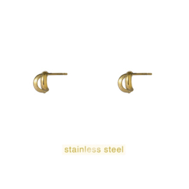 Go Dutch Label oorbellen Subtle Double Line Stud goud
